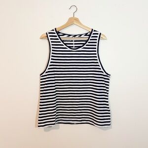 J. Crew Girlfriend Tank Striped Navy and White Tank Top Shirt Size XL